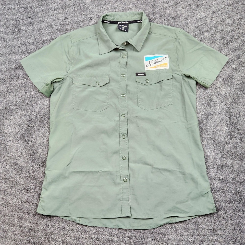 NRS Shirt Womens Large Green Short‎ Sleeve Button Front UPF 50+ Fishing Outdoor